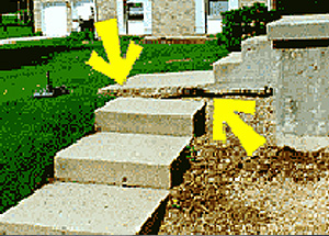 uneven concrete steps